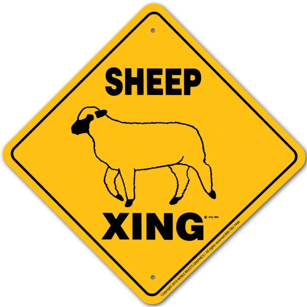 Noble Beasts - Sheep (Black face) X-ing Sign