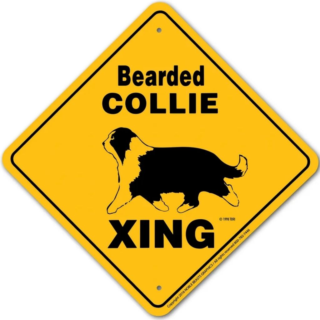 Noble Beasts - Bearded Collie X-ing Sign