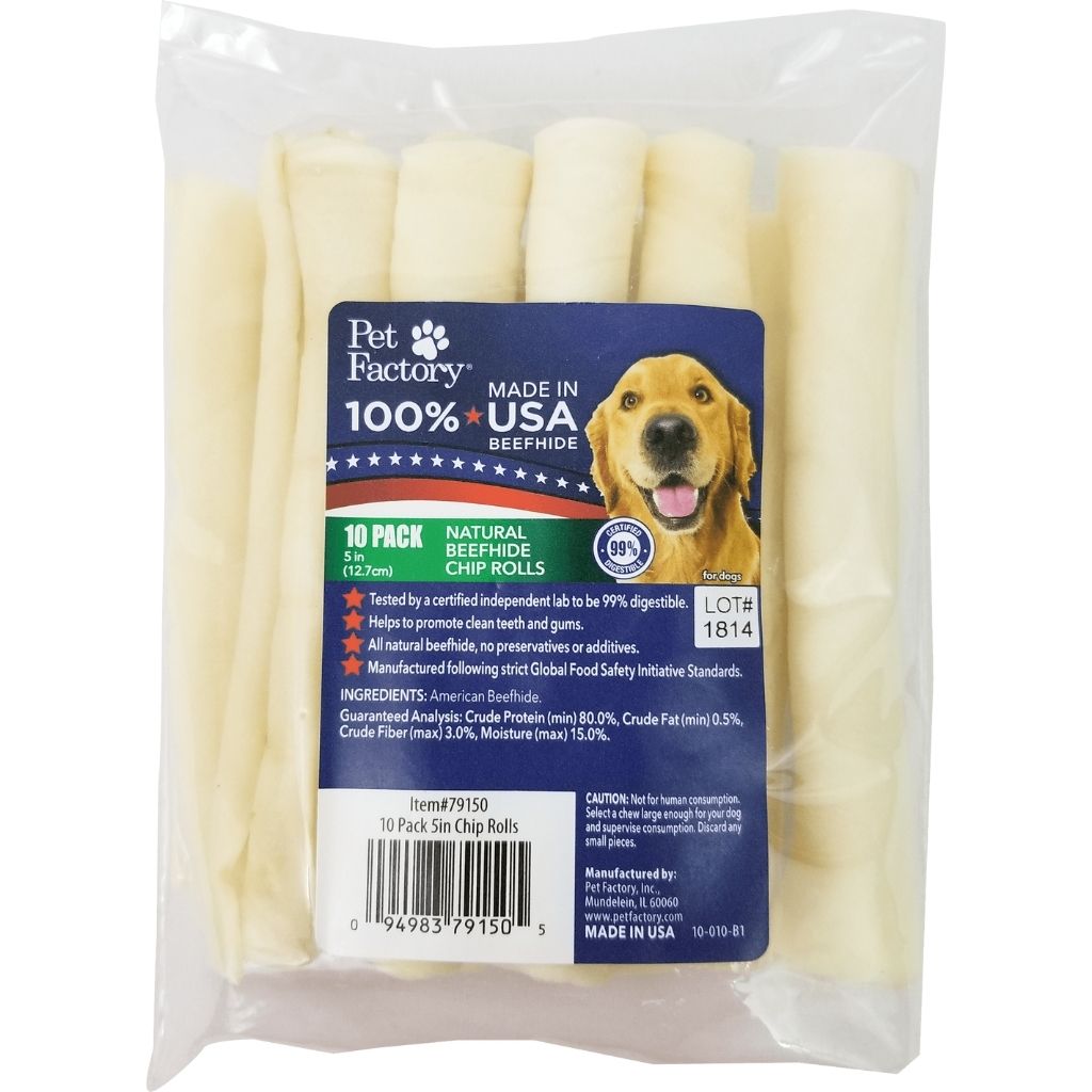 Pet Factory - Chip Rolls Rawhide 100% USA Beefhide 5" Packs - Southern Agriculture 