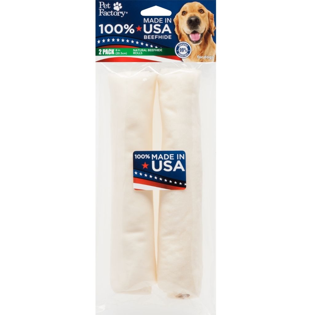 Pet Factory - Retriever Roll Curl Rawhide Medium 100% USA Beefhide - 2 Pack - Southern Agriculture 