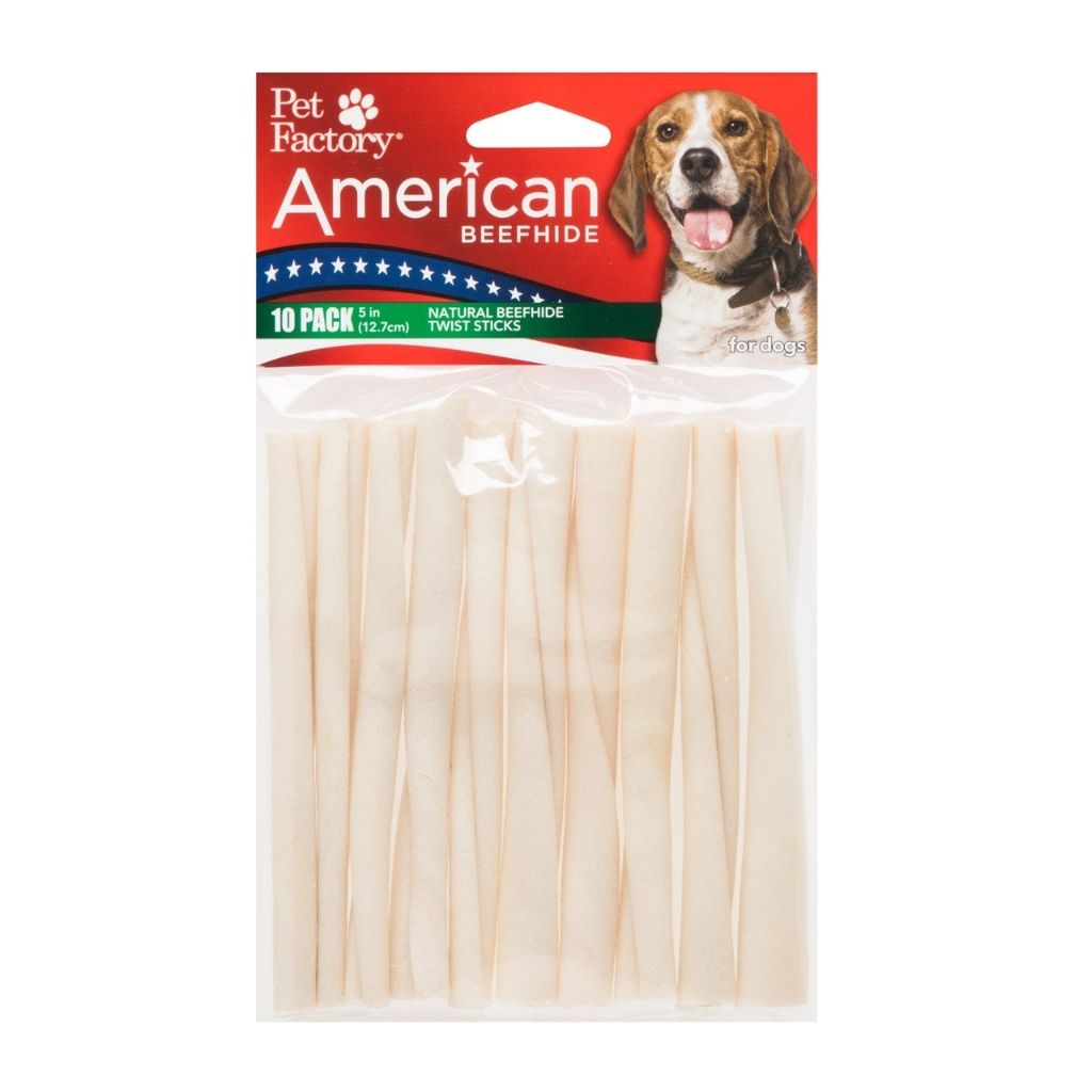 Pet Factory - Twist Sticks Rawhide American Beefhide  5" 10 Pack - Southern Agriculture 