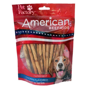 Pet Factory - Twist Sticks Rawhide American Beefhide  5" 25 Pack - Southern Agriculture 