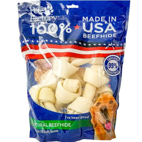 Pet Factory - Knotted Bones Rawhide 100% Beefhide 8 Pack