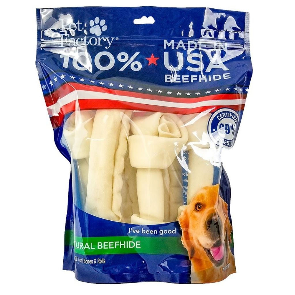 Pet Factory - Rawhide Assortment Large Dog 100% USA Beefhide 6 Pack