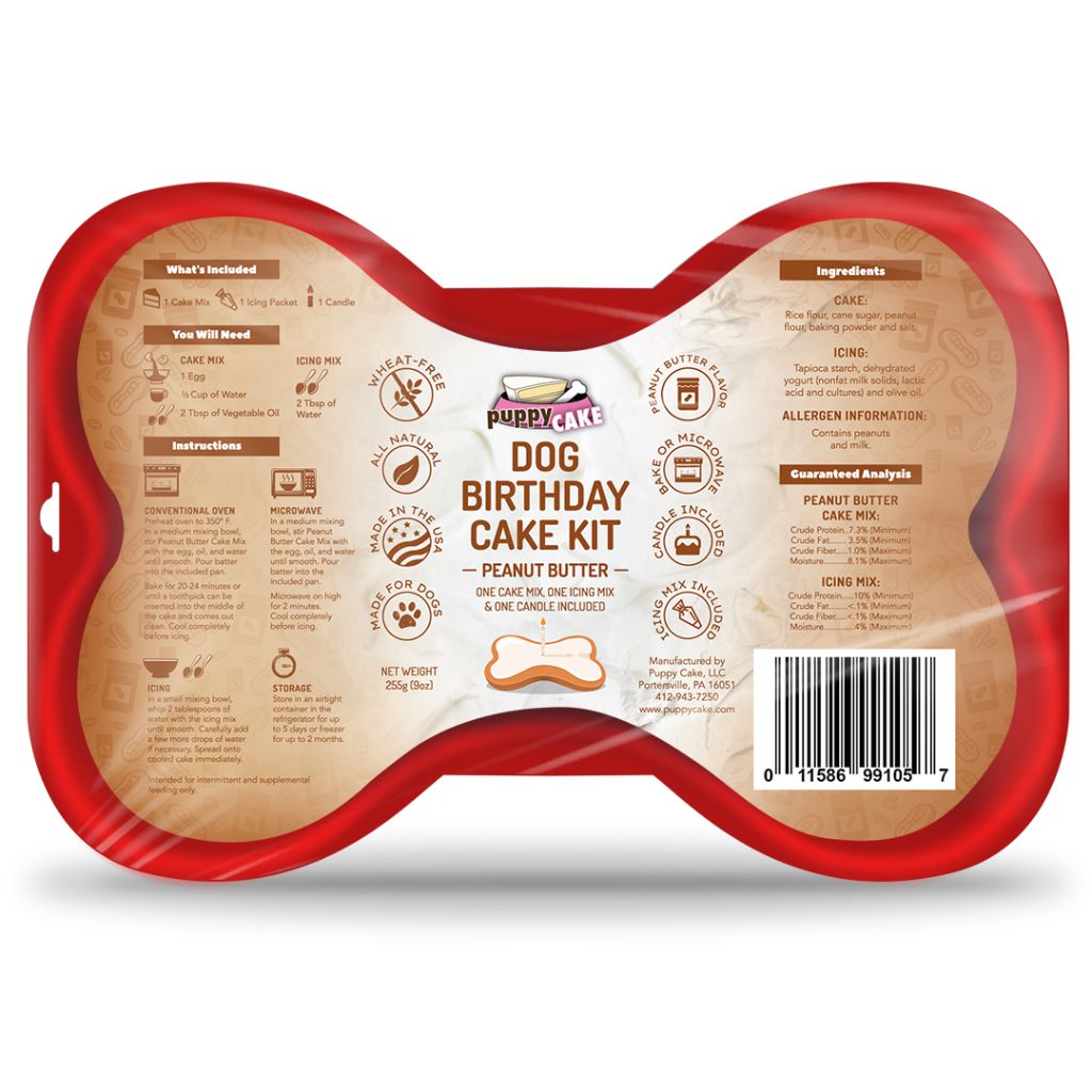 Puppy Cake - Birthday Cake Kit Peanut Butter (Wheat Free)