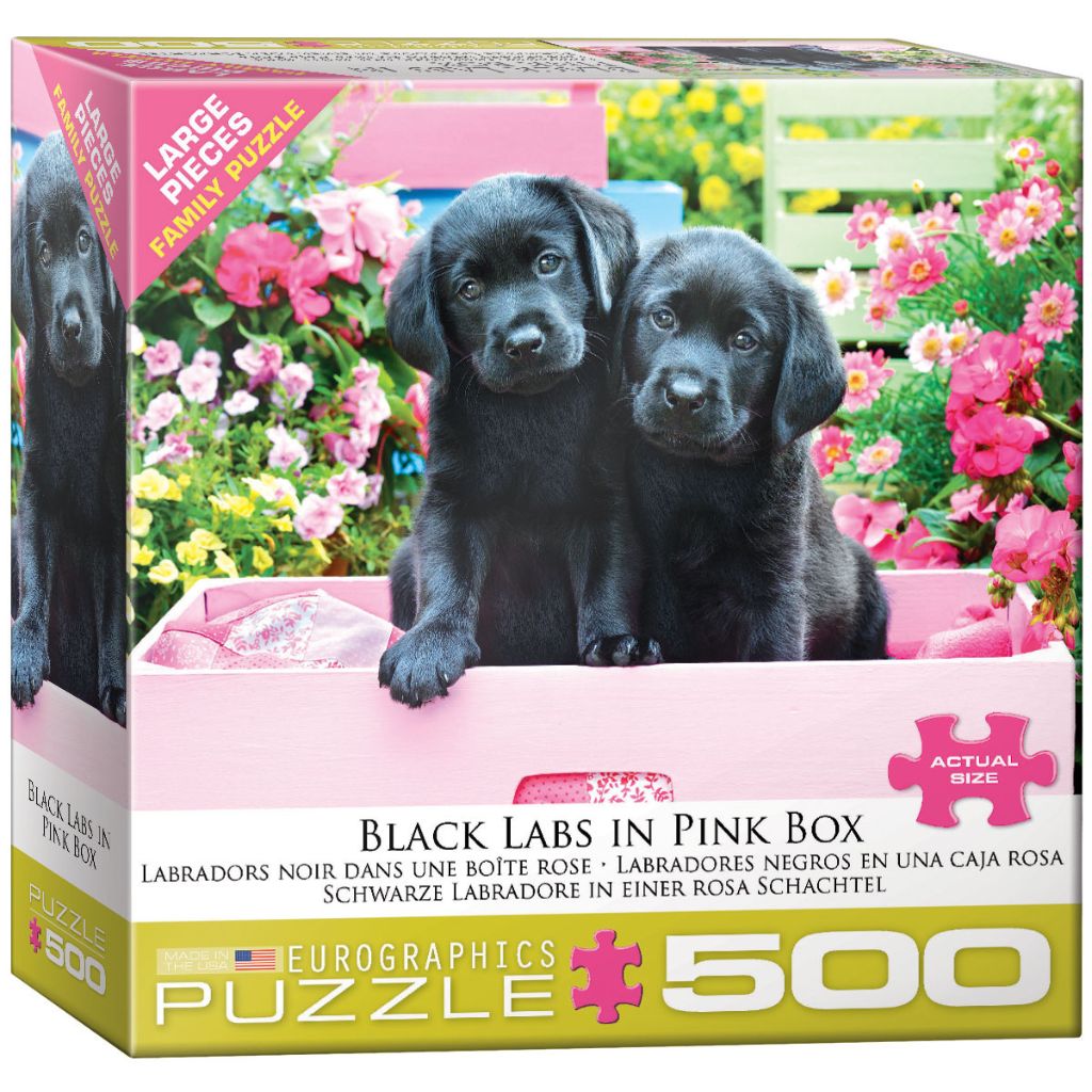 Eurographics Puzzles - Puzzle Black Labs in Pink Box