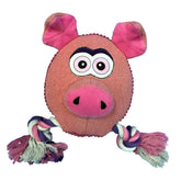 DogLine - Safari Pig Face With Double Knotted Rope - Giant Round Squeaker