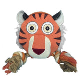 DogLine - Safari Tiger Face With Double Knotted Rope - Giant Round Squeaker