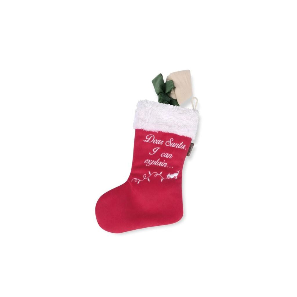P.L.A.Y Pet Lifestyle And You - Merry Woofmas Stocking With Fabric Bone-Santa I Can Explain