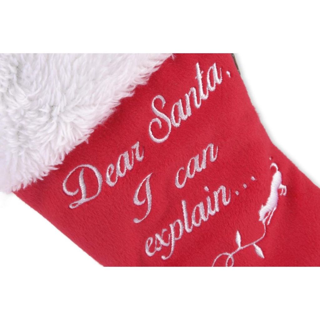 P.L.A.Y Pet Lifestyle And You - Merry Woofmas Stocking With Fabric Bone-Santa I Can Explain