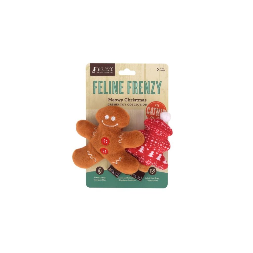 P.L.A.Y Pet Lifestyle And You - Feline Frenzy Meowy Christmas - Gingerbread Man & Print Tree