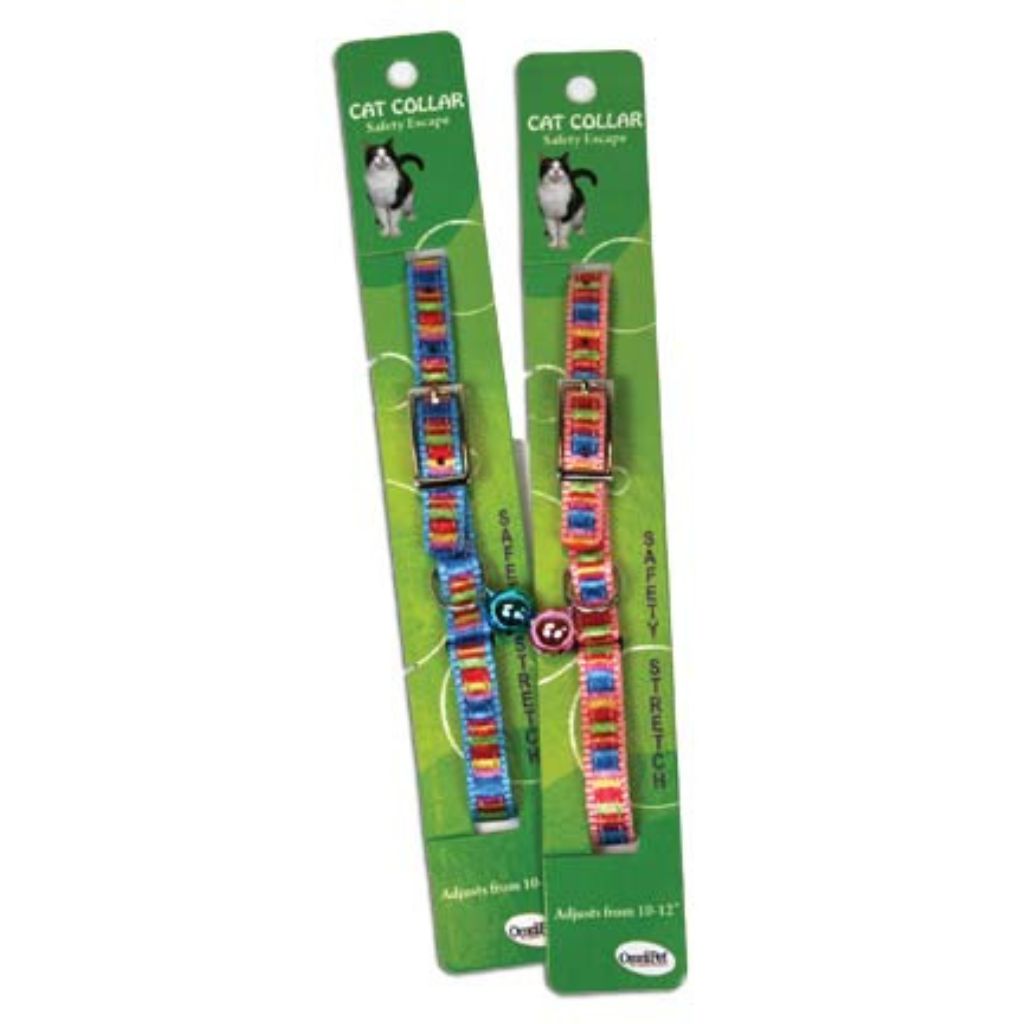 Leather Brothers - Cat Collar Nylon Stripes Multi Color and Bell