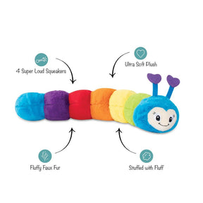 Petshop by Fringe Studio - Don't Bug Me Colorful Worm Plush Dog Toy - Southern Agriculture 