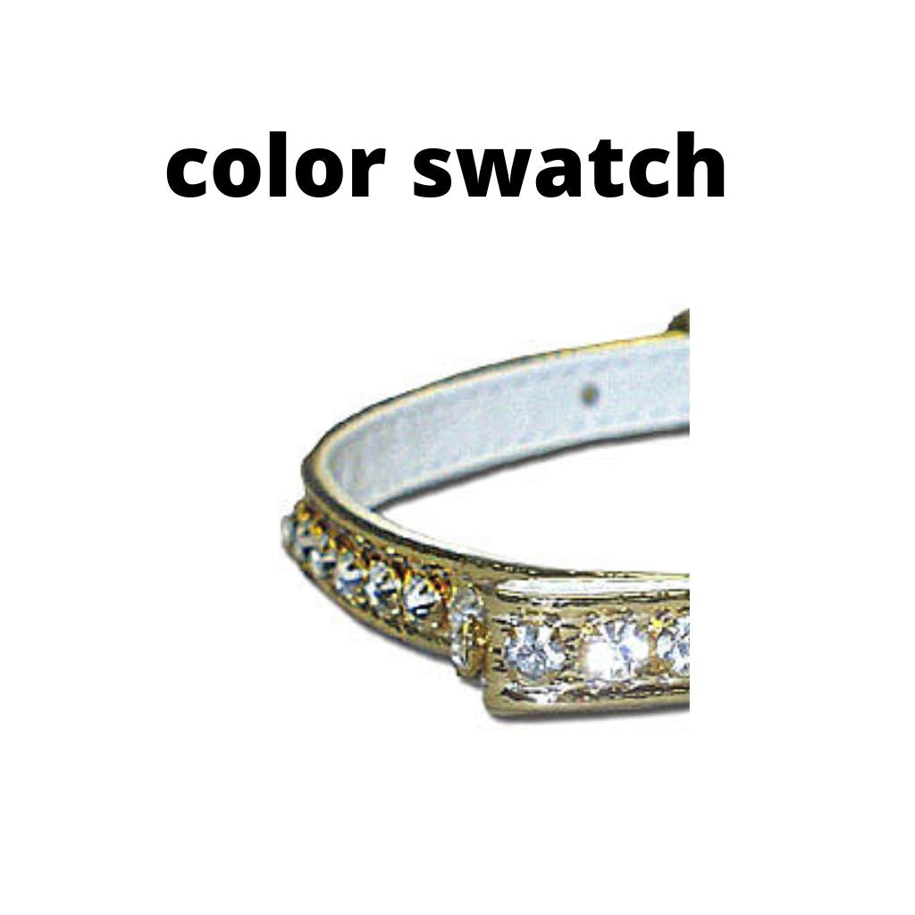 Leather Brothers - Collar Vinyl W/ Rhinestones & Center Dee Ring Gold