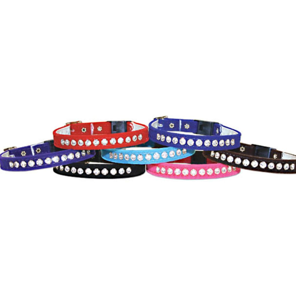 Leather Brothers - Cat Collar Breakaway Velvet With Rhinestones 3/8x12" - Southern Agriculture 
