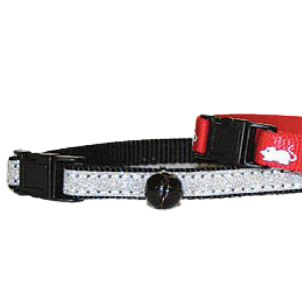 Leather Brothers - Cat Collar Nylon Adjustable with Reflective Silver