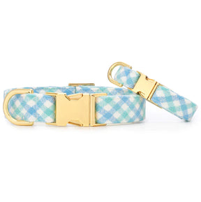 The Foggy Dog - Dog Collar Gingham Cornflower Blue Flannel