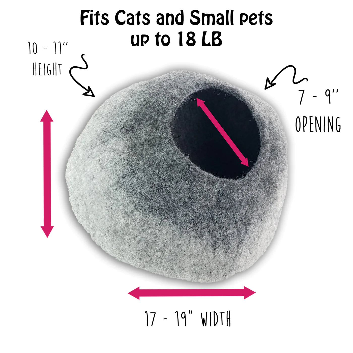 Walking Pet- Cat Cave Wool Light Gray & Dark Gray