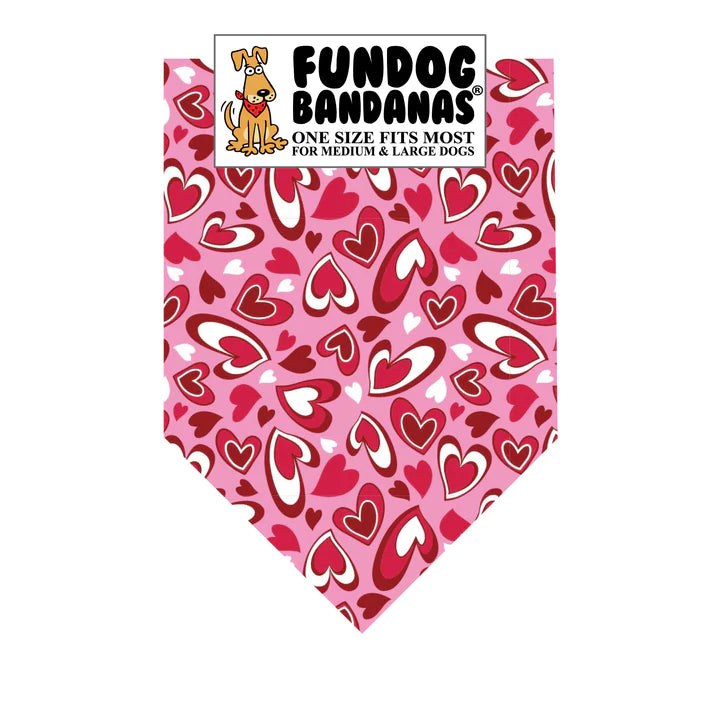 FunDog Bandanas - Dog Bandana Hearts Pink