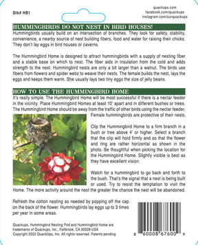 Quackups - Hummingbird Home w/Nesting Fiber & Ring red Flower - Southern Agriculture 