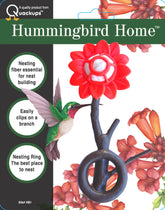 Quackups - Hummingbird Home w/Nesting Fiber & Ring red Flower - Southern Agriculture 