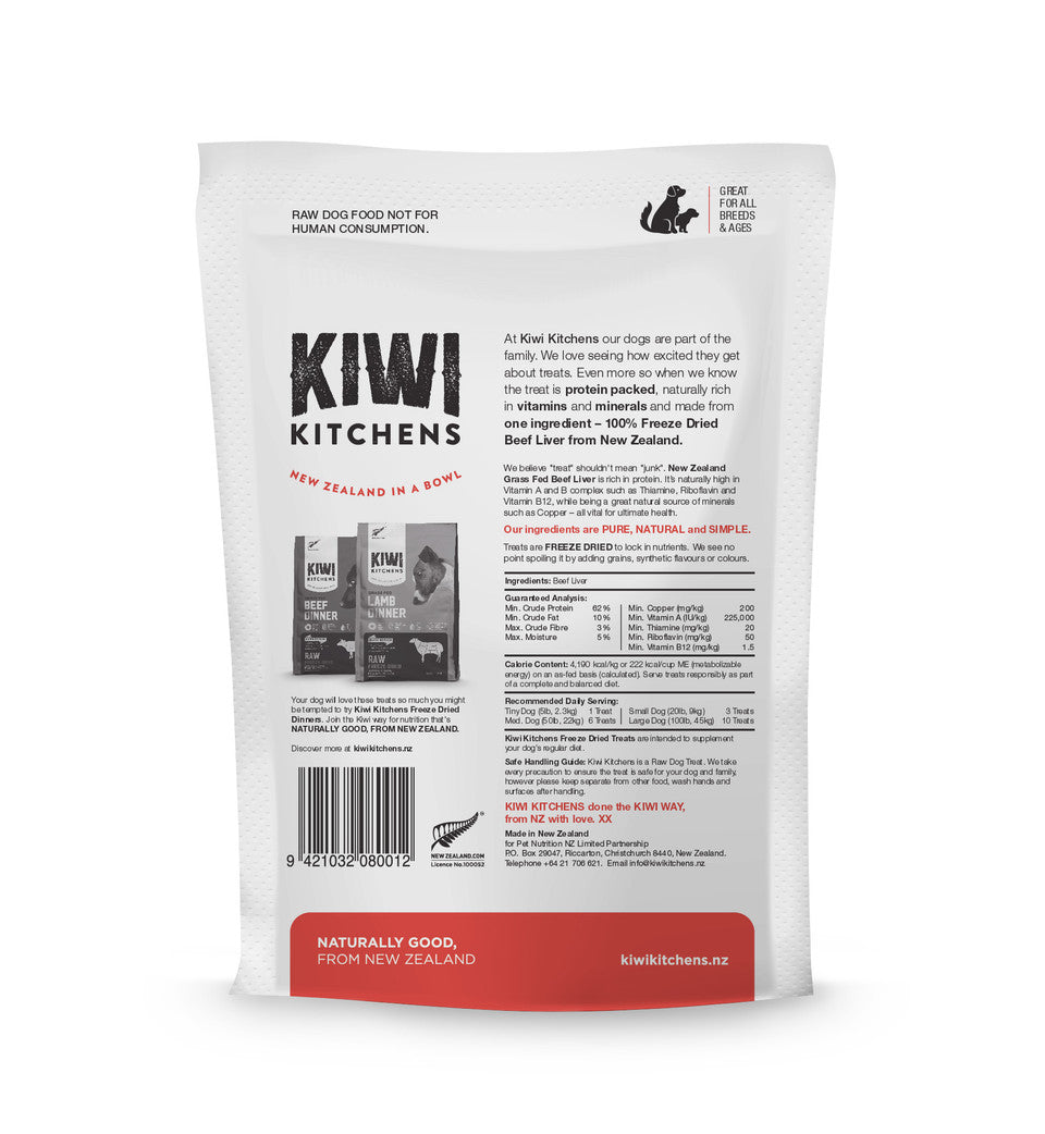 Kiwi Kitchens - Beef Liver Treats Raw Freeze Dried Grass Fed