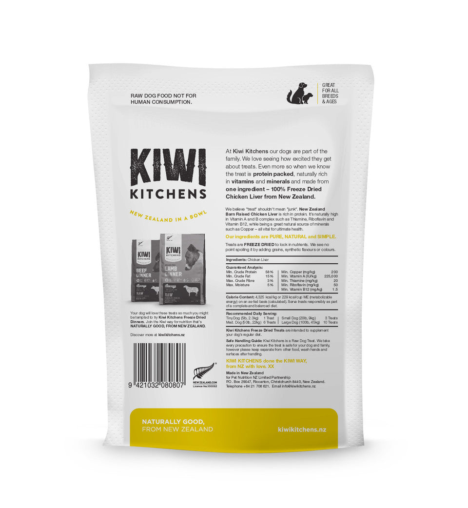 Kiwi Kitchens - Chicken Liver Treats Raw Freeze Dried Barn Raised