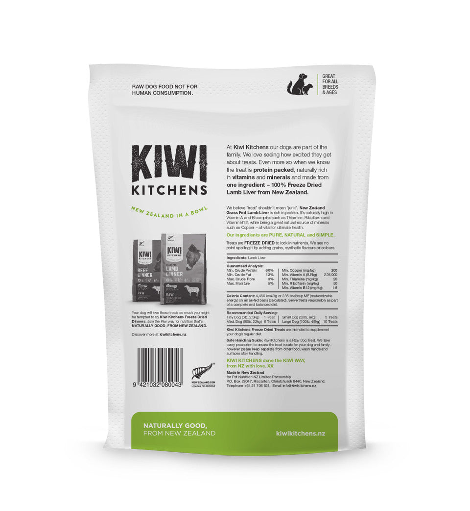Kiwi Kitchens - Lamb Liver Treats Raw Freeze Dried Grass Fed