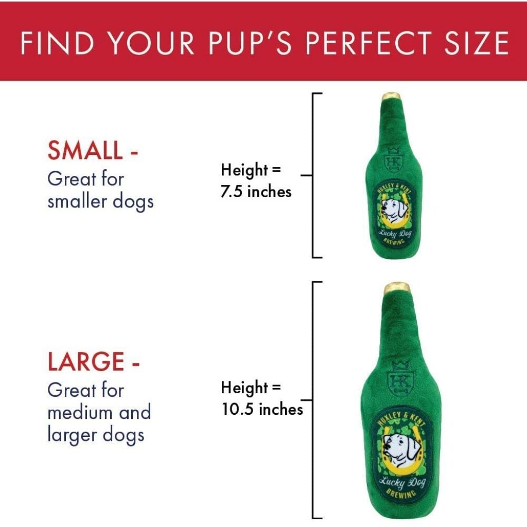Huxley & Kent - Lulubelles Power Plush Lucky Dog Beer Plush Dog Toy - Southern Agriculture 