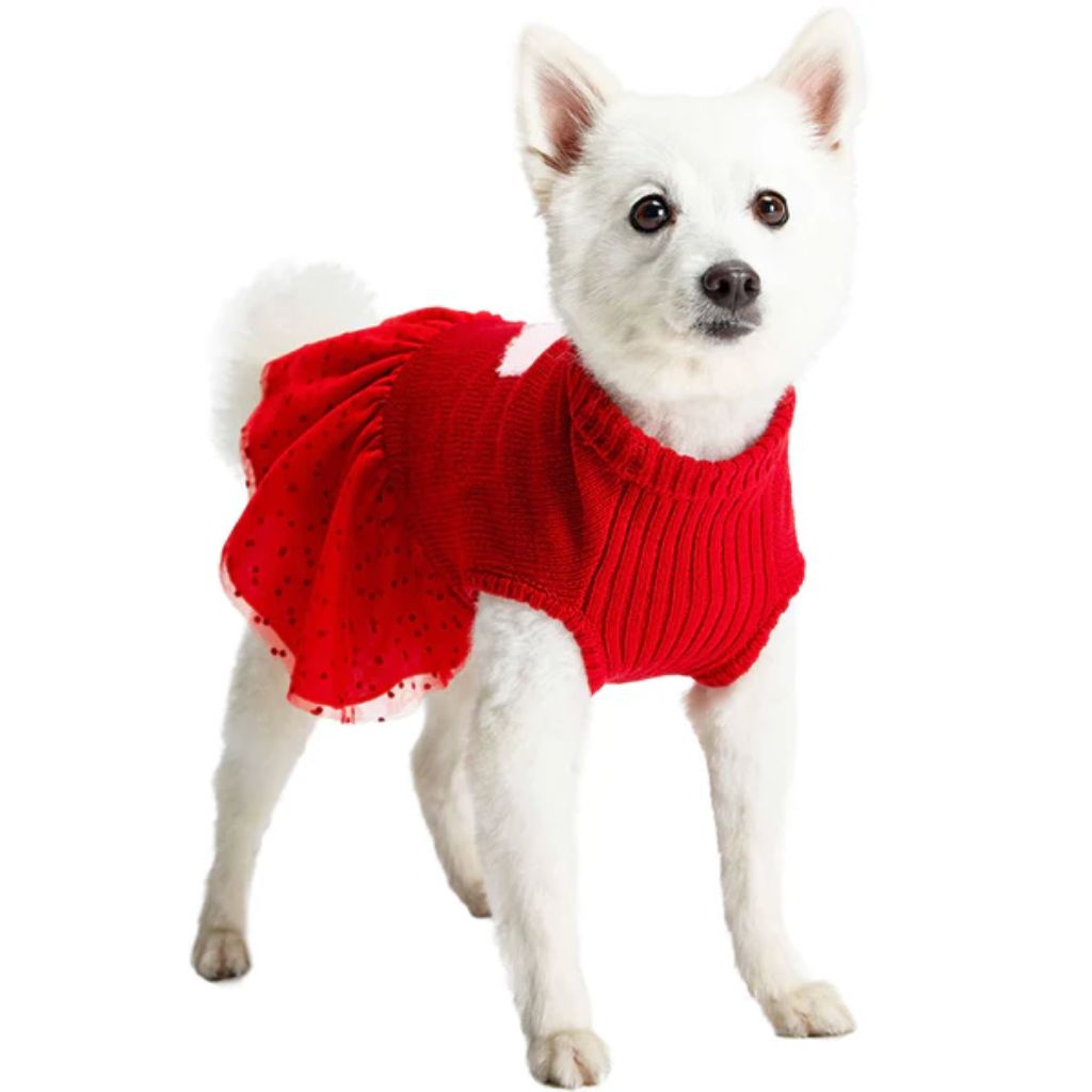 Blueberry Pet - Red with Pink Heart | For Love of Pets Dog Sweater