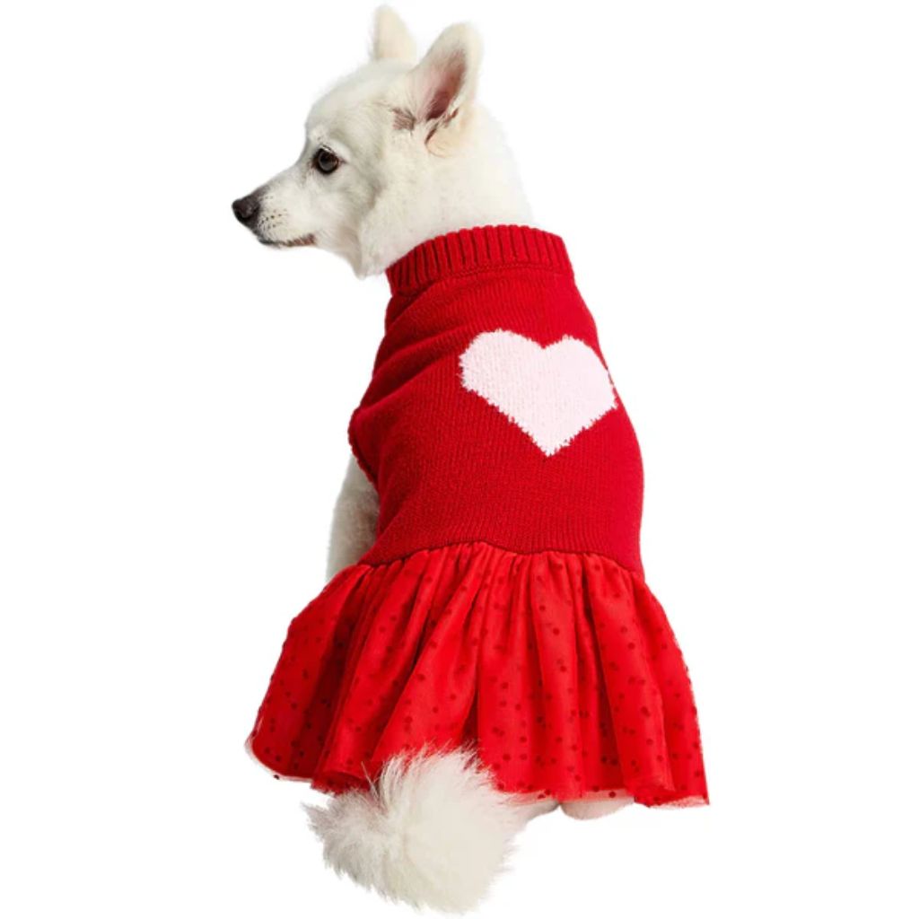 Blueberry Pet - Red with Pink Heart | For Love of Pets Dog Sweater