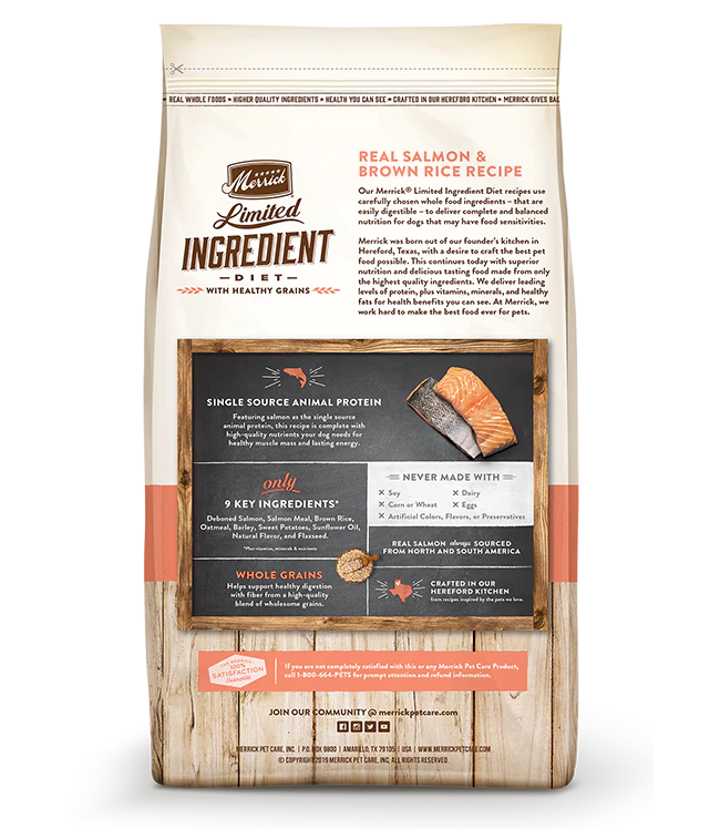 Merrick - Limited Ingredient Diet Real Salmon & Brown Rice Dog Food - Southern Agriculture 