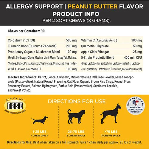 Pet Honesty - Allergy Support Peanut Butter Tasty Chews For Dogs