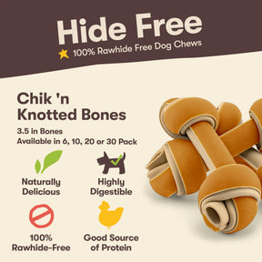 Pet 'n Shape - Hide Free Chick 'n Knotted Bones 3 1/2" - Southern Agriculture 