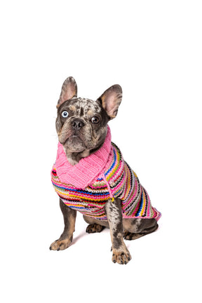 Chilly Dog - Dog Sweater Pink Multi Wool
