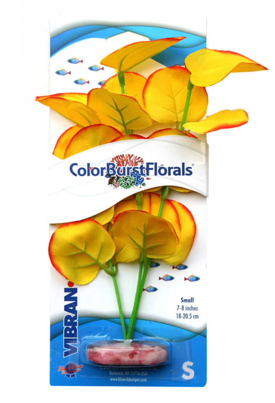 Blue Ribbon - Broad Lily Leaf Plant Yellow Silk-Style With Resin Base
