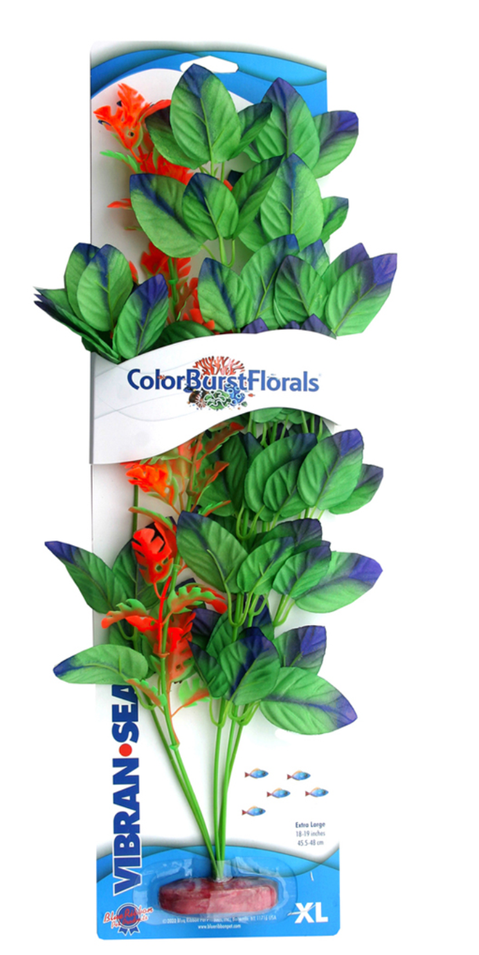 Blue Ribbon - Melon Leaf Plant Green Silk-Style With Resin Base