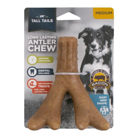 Tall Tails - Antler Chew Easy Grip Shape Steamed-In-Scent/Treat Trough Bacon - Southern Agriculture 