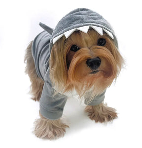 Klippo Pet - Ultra Plush Shark Hoodie w Fin & Teeth