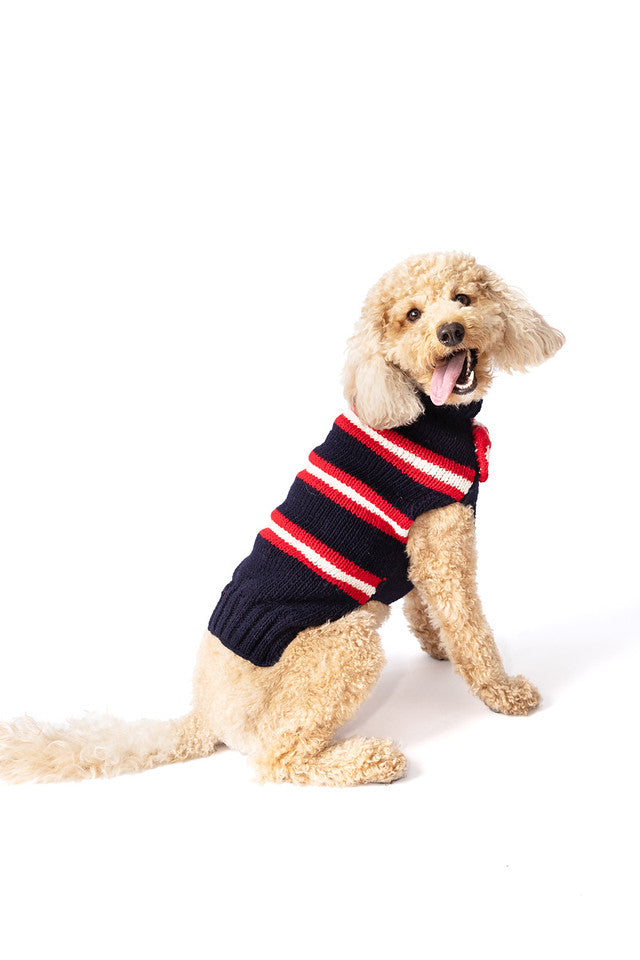 Chilly Dog - Dog Sweater Bow Tie Red, White & Blue - Southern Agriculture 