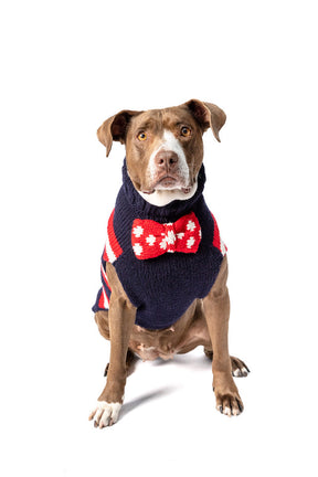 Chilly Dog - Dog Sweater Bow Tie Red, White & Blue - Southern Agriculture 