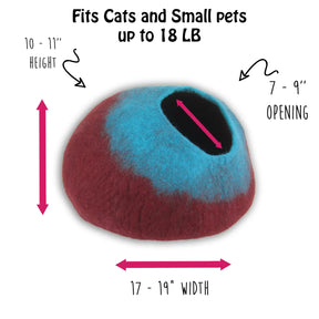 Walking Pet- Cat Cave Wool Maroon & Teal