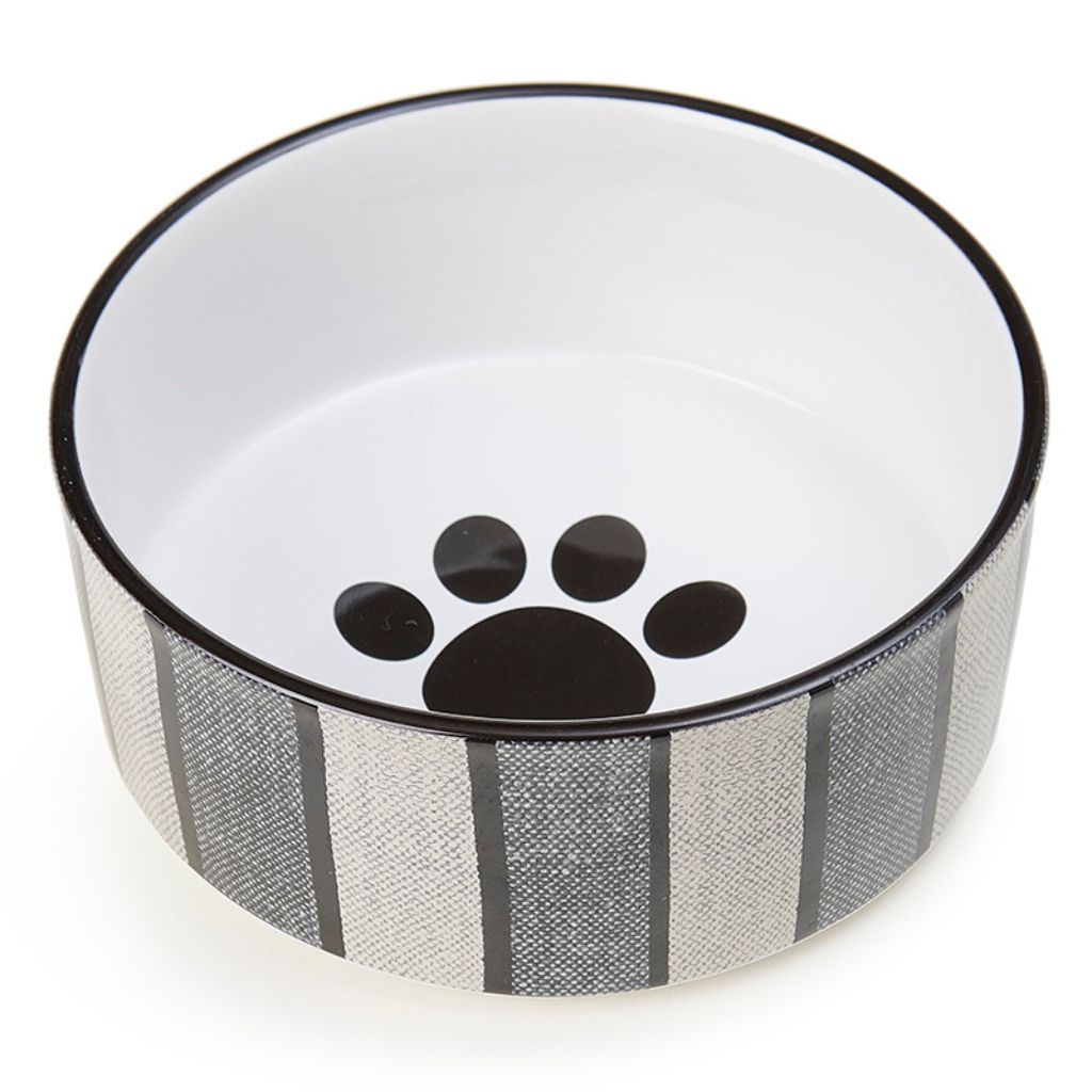 Petrageous Designs - Bowl Grey Pinstripe Stoneware