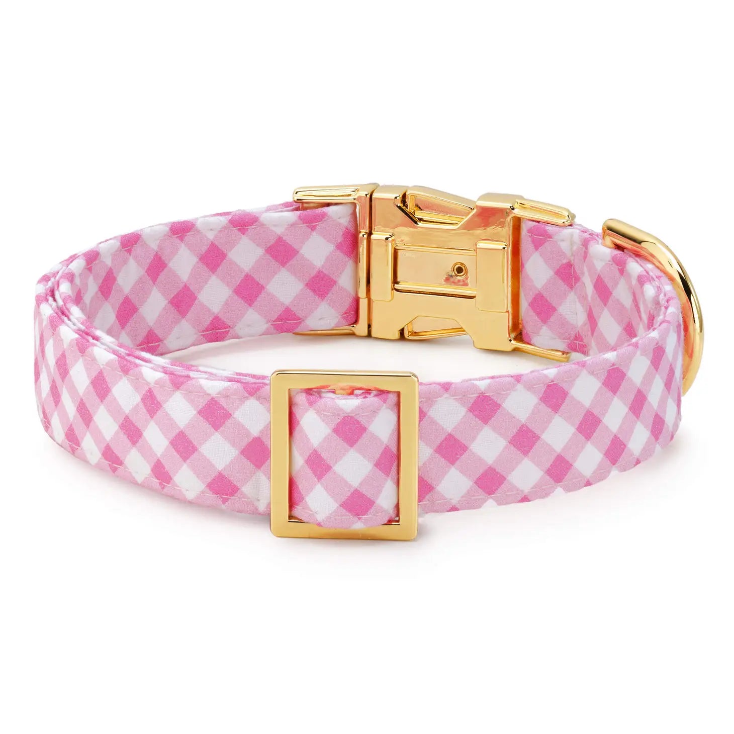 The Foggy Dog - Dog Collar Gingham Valentines Day Gold