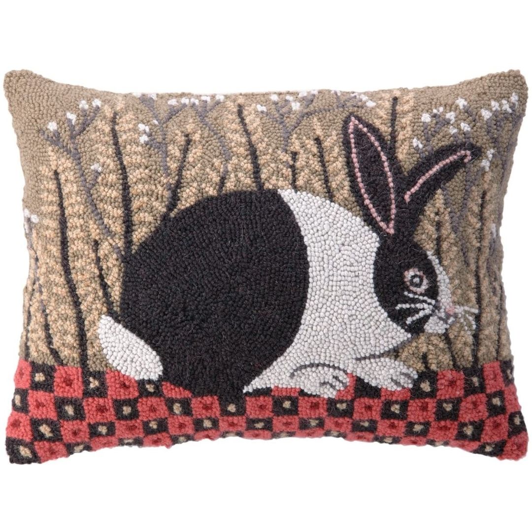 Peking Handicraft - Pillow Checkerboard Bunny Hook