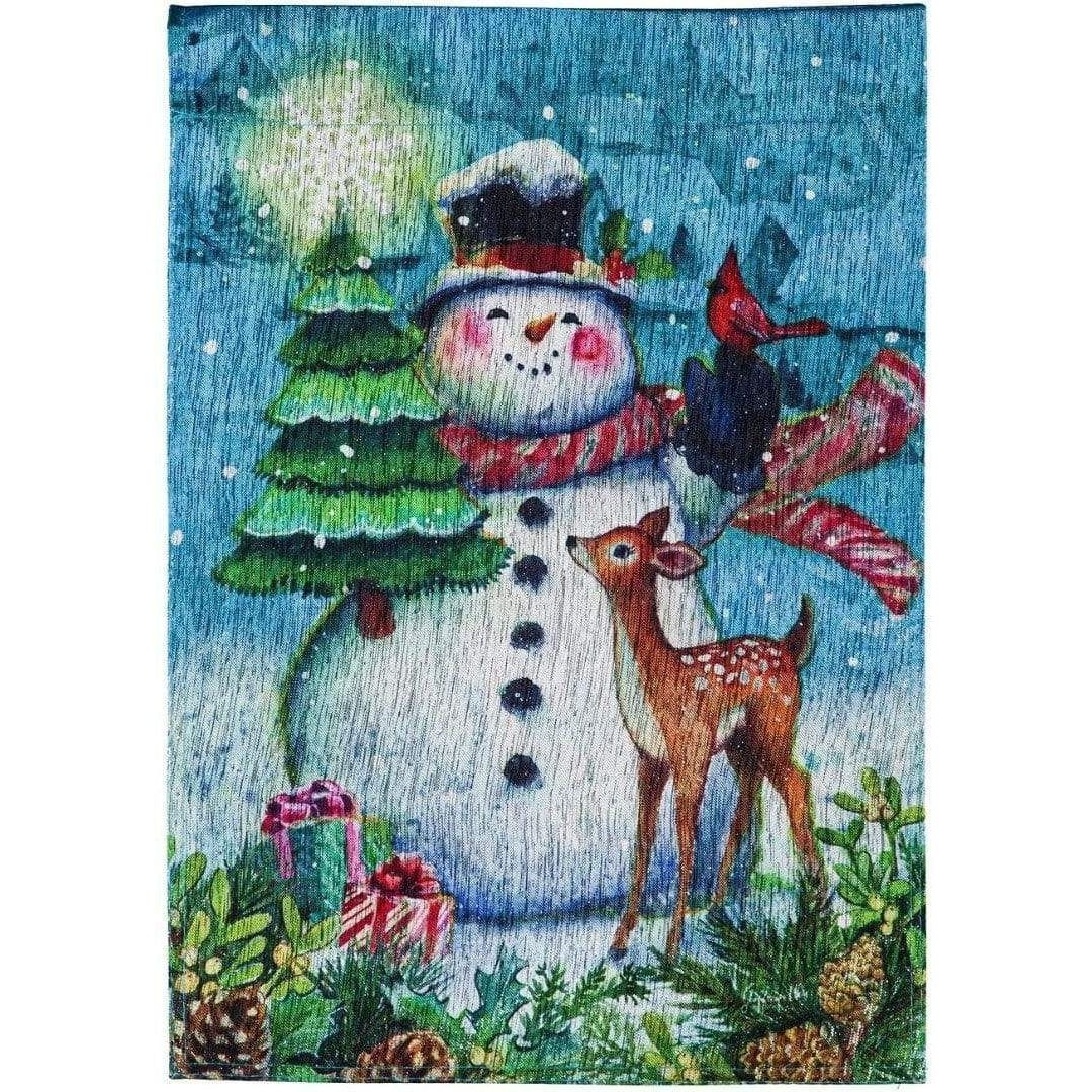 Evergreen Enterprises - Snowman Village Glisten Garden Flag - Southern Agriculture 