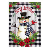 Evergreen Enterprises - Country Plaid Snowman Garden Strié Flag - Southern Agriculture 