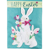 Evergreen Enterprises - Bunny Trio Burlap Garden Flag - Southern Agriculture 