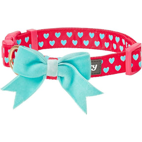 Blueberry Pet - Lust Red | Dotted Velvet Heart Dog Collar