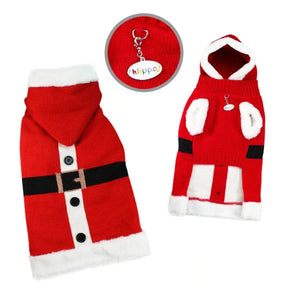 Klippo Pet - Santa Hooded Sweater with Soft Fur Trims